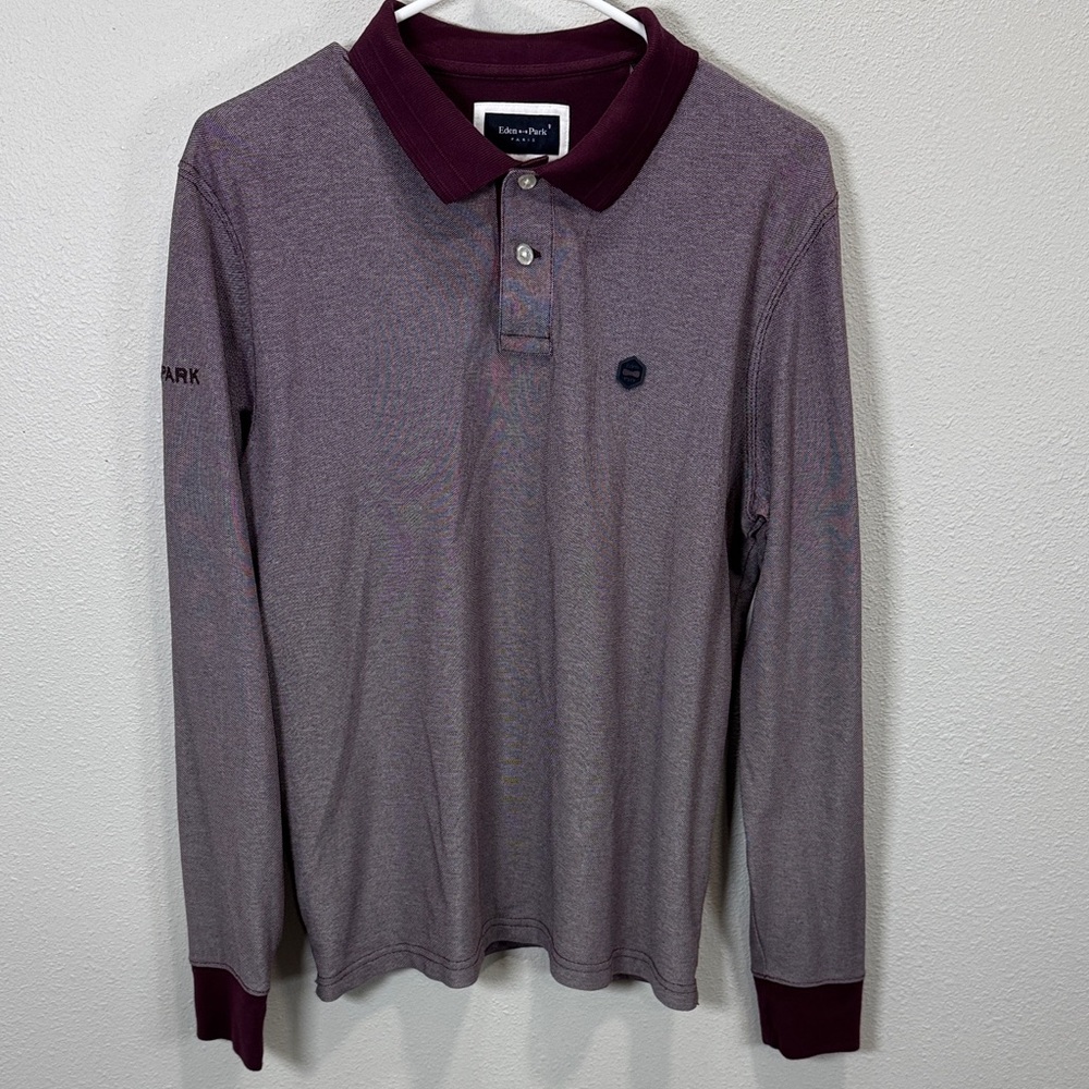 Eden Park Dark Maroon Long Sleeve Polo‎ Shirt